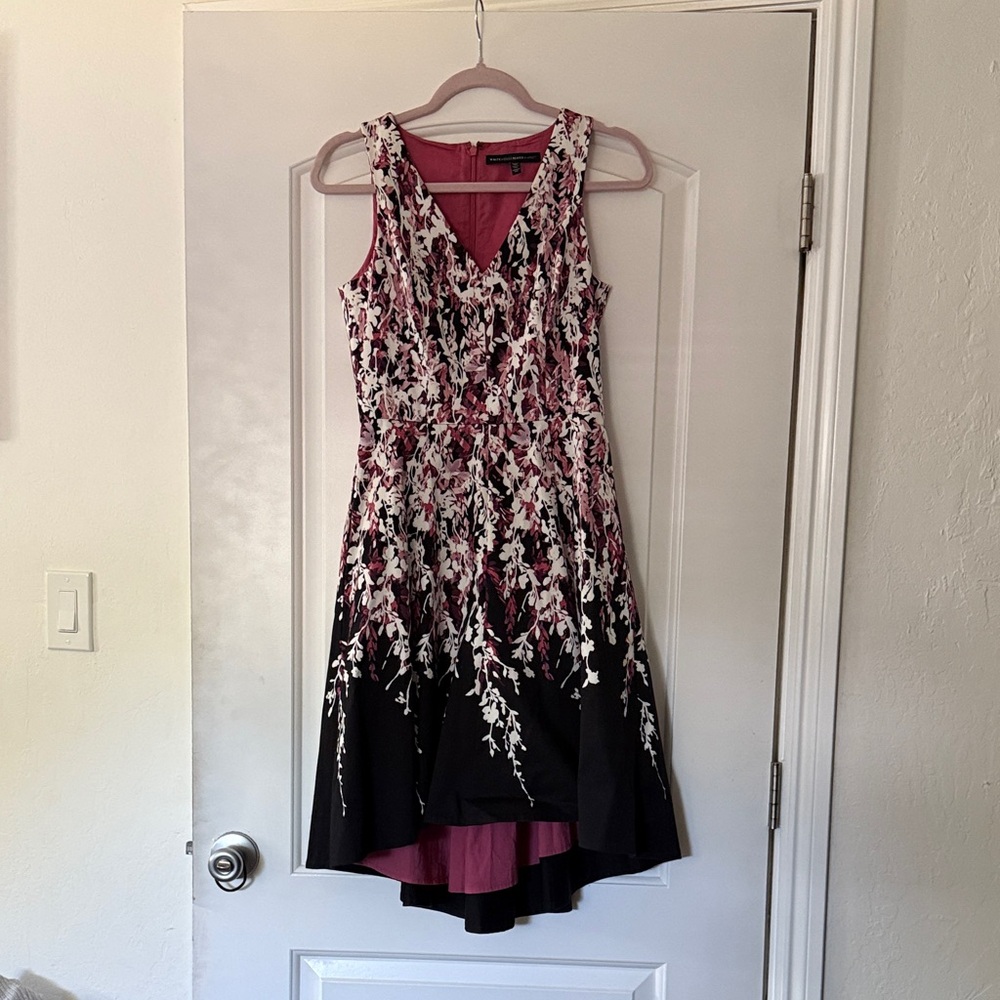 White House Black Market Pink and Black High Low Dress